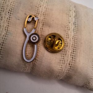 White Stethoscope Pin Nurse Jewelry Medical